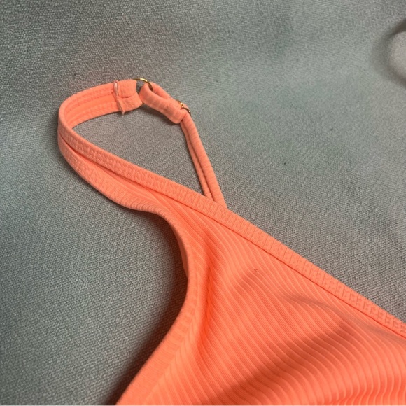 Xhileration Orange Bikini Set with Floral Bottoms adjustable straps triangle top - Picture 6 of 9